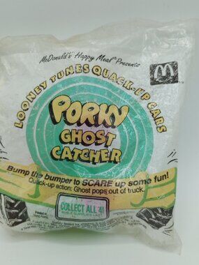 Vintage 1992 Sealed Looney Tunes Quack Up Cars Porky Pig Ghost Catcher